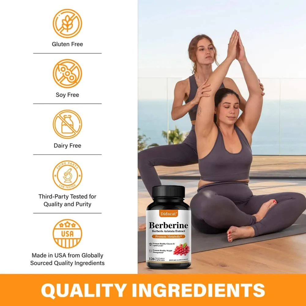 Berberine 500 Mg Dietary Supplement - Metabolism Healthy Weight Management Circulatory Health Blood Lipids Blood Sugar — image 4