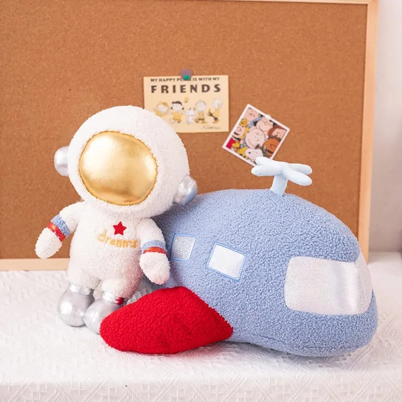 ZU Space Theme Party Home Decor Cute Astronauts UFO Rocket and Plane Plush Toys Boys Tent Room Throw Pillows — image 5