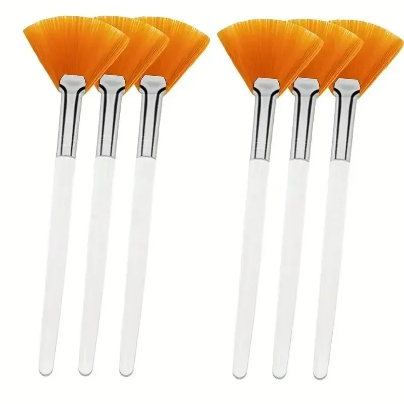 3/6/12pcs Fan Brush Facial Mask Brushes Multi Use Soft Fan Face Makeup Brush Acid Applicator for Women Girls Cleansing Tools