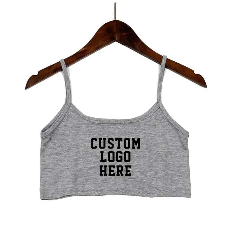 Custom Printing Customized Logo Women's Crop Top Hot Girls Clothes Sexy Seamless Sleeveless Tank Tops Camis Backless Camisole