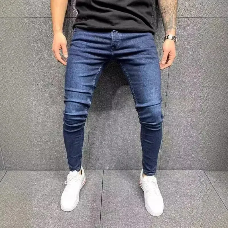 Spring Men Classic Elasticity Pencil Jeans Jean Homme Man Soft Stretch Black Biker Masculino Denim Trousers Mens Solid Pants — image 6