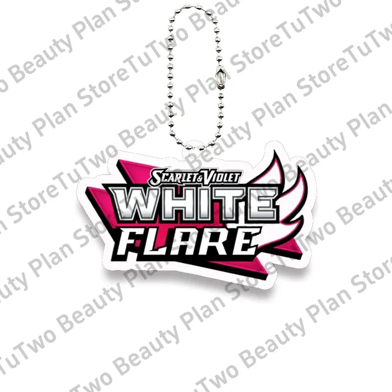 Pocket Monster Ptcg Logo Creative Acrylic Keychain Toys Scarlet and Violet Logo Diy Series Game Collection Card Pendant Kid Gift