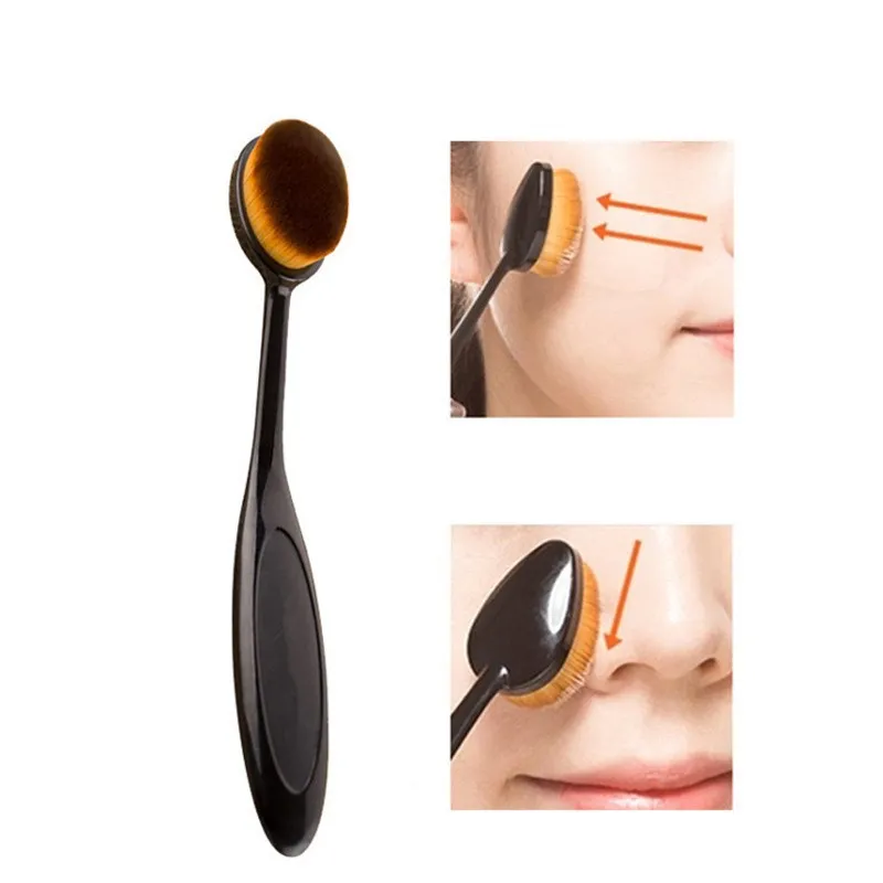 1Pc Oval Makeup Brushes Portable Toothbrush Oval Nylon Hair Cosmetic Makeup Blush Face Foundation Blending Brush Makeup Tool — image 3