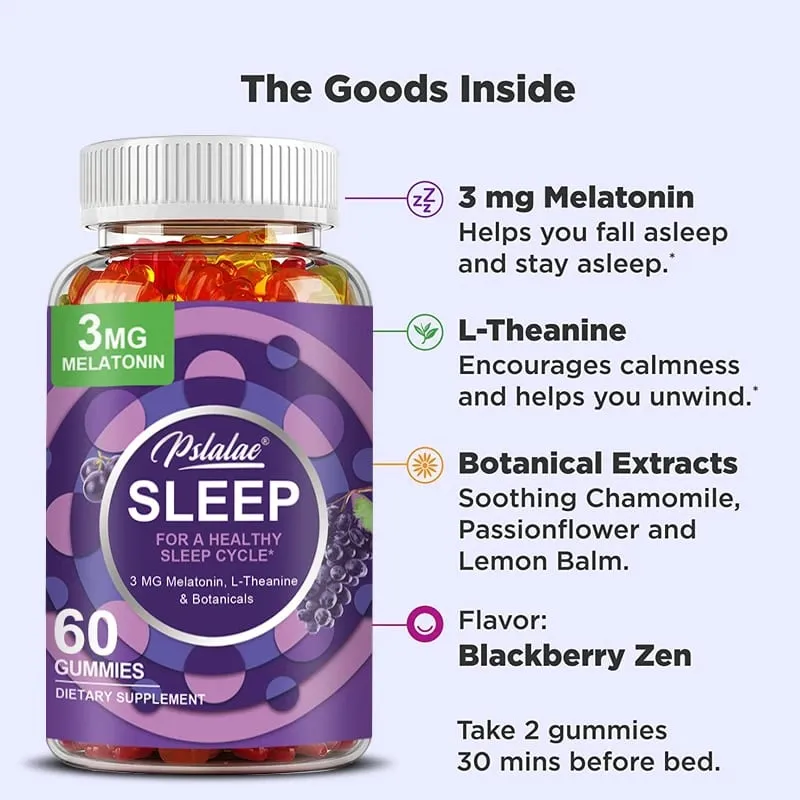 Sleep Gummies - with Melatonin L-Theanine - Aid Sleep Relieve Stress Promote Rapid Sleep and Enhance Sleep Quality — image 3
