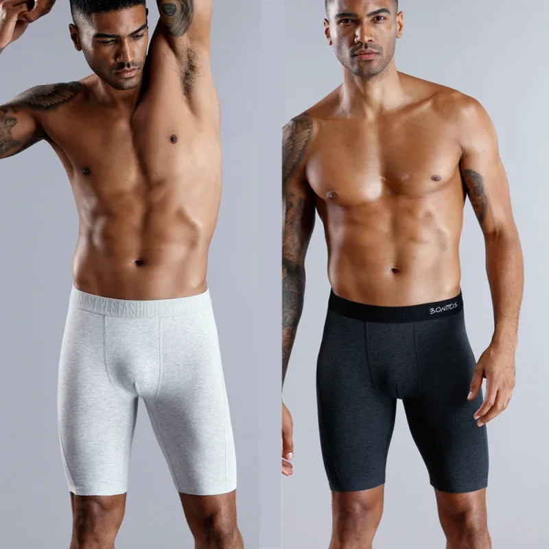 4pcs Long Boxers for Men Underwear Plus Size Men's Panties Sexy Long Leg Underpants Cotton Mens Boxer Shorts Fashion Male Trunk — image 3
