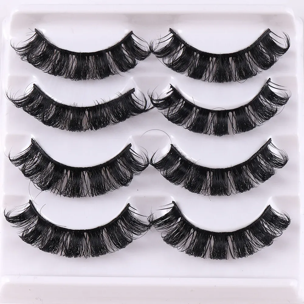 4 Pairs Russian Strip Lashes Fluffy Mink Lashes 3D False Eyelashes Russian Volume Eyelashes Fake Eyelashes — image 5
