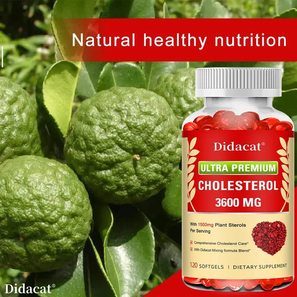 Cholesterol Supplements with Niacin Red Yeast Rice Bergamot Omega-3 & Garlic Advenced Absorption Formula 30/60/120 Softgels — image 1