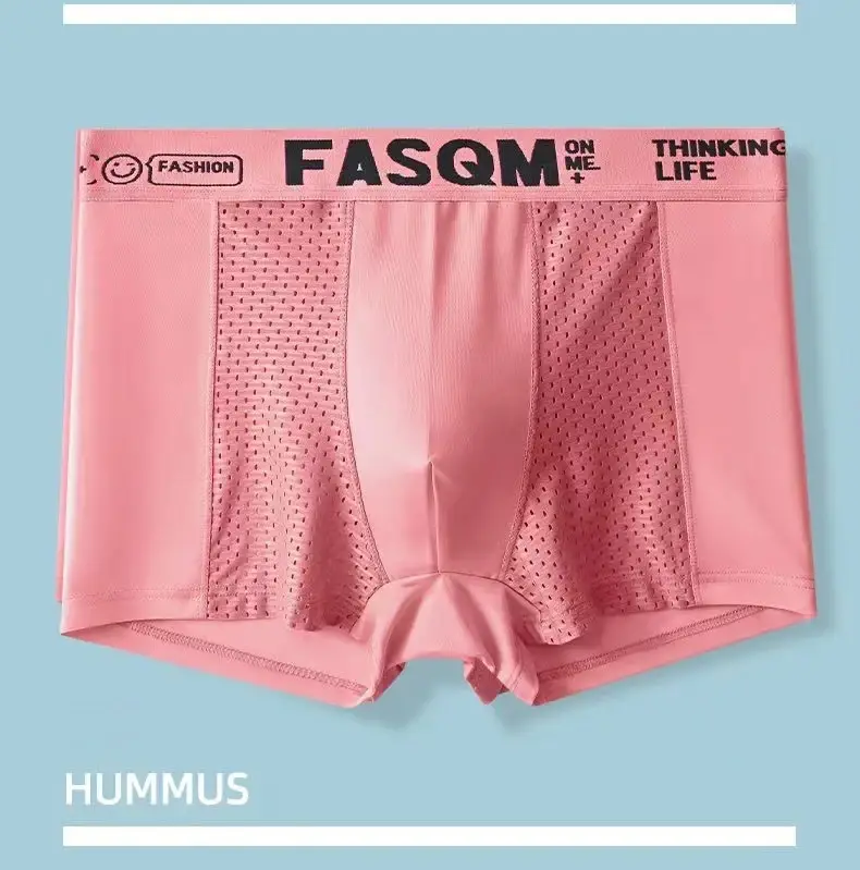 1pcs Mesh Ice Silk Boxer Shorts Men's Underwear FASQM Underpants Breathable Sexy Slim Panties Bamboo Lingerie Plus Size L-6XL — image 15