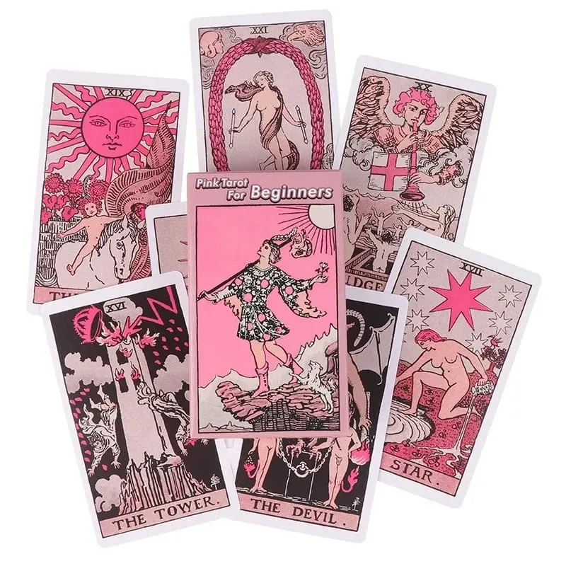 Juego de cartas de Tarot Pink Rider Waite para principiantes, juego de adivinación de profecía, tablero de fiesta familiar, cartas del destino, juego de adivinación — image 4