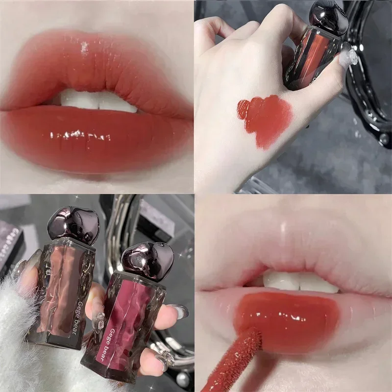 Rossetti liquidi trasparenti con acqua lucida, lucidalabbra arancione, specchio rosso, rossetti liquidi idratanti, tinta labbra a lunga durata, cosmetici — image 9