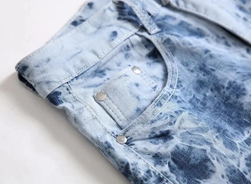 Bleached Jeans Men Washed Jean Pencil Trousers Ankle Length Zipper Fly Skinny 2025 Pockets Vintage Ripped Holes Distressed — image 5