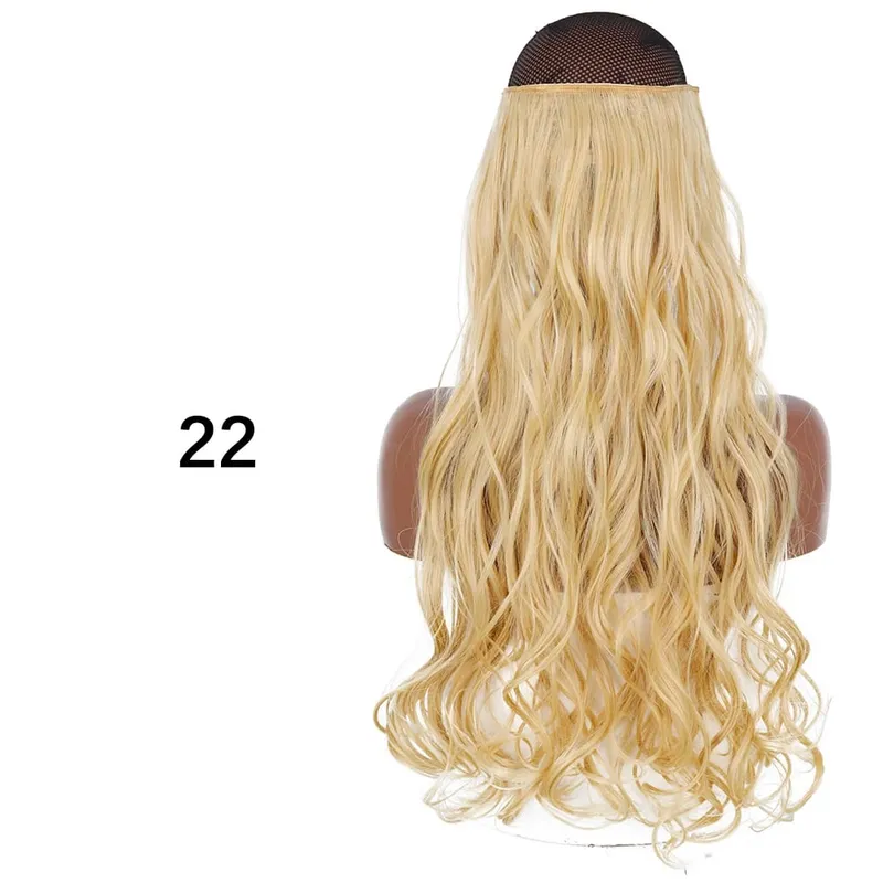 Synthetic No Clip Hair Extensions Natural 16 22 32" Long Wavy Invisible Wire One Piece False Hairpiece For Women