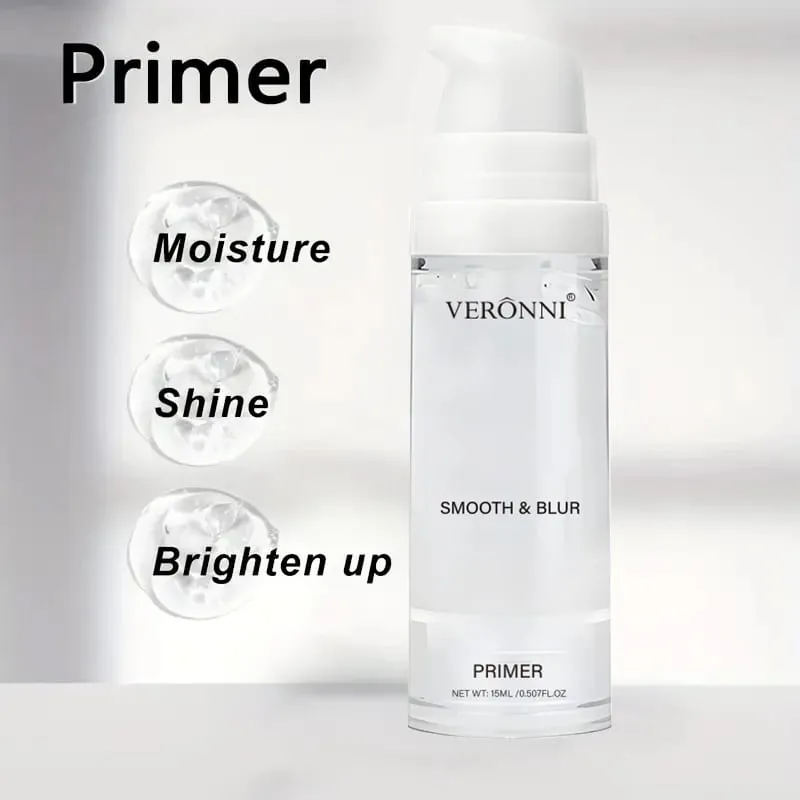 3-Piece Beginner Face Makeup Kit-Matte Waterproof Foundation Hydrating Primer Oil-Control Loose Powder Full Coverage Concealer