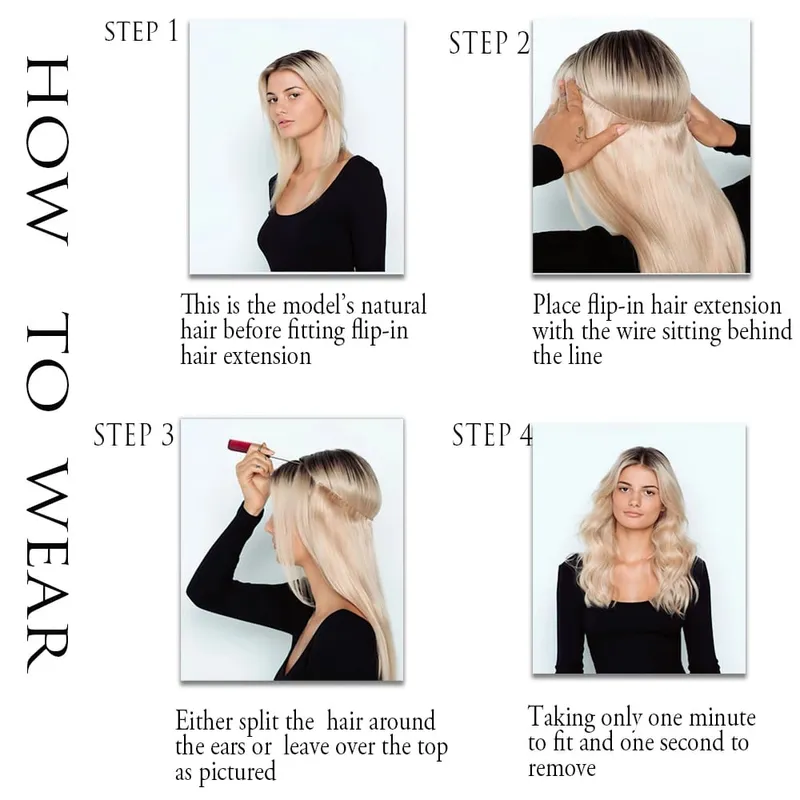 No Clips Hair Extensions Invisible Wire Long Straight Synthetic False Hair Piece 80cm Black Brown Blonde Hairstyle — image 5
