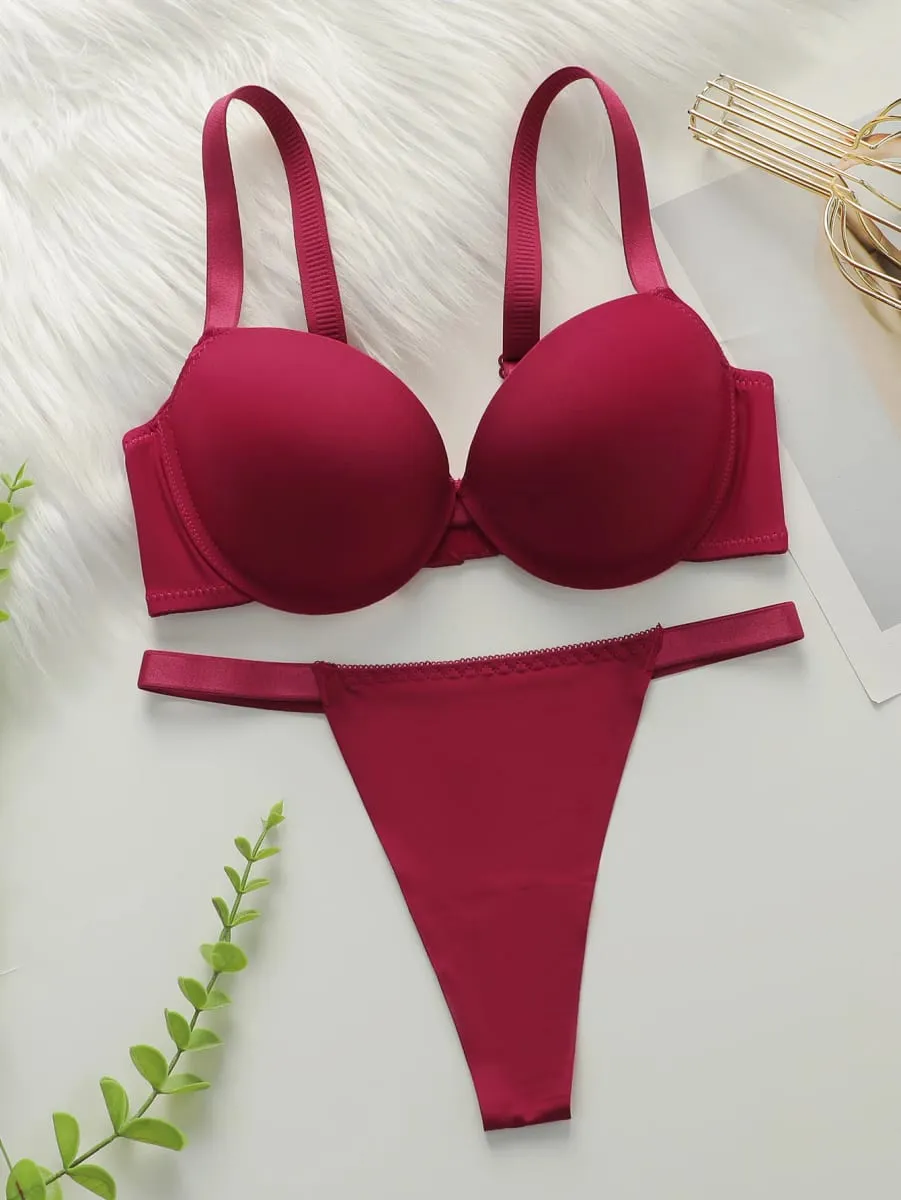 Sexy thick padded bra with steel support is suitable for small breasts to show off their size Women's underwear set B2051 — image 1