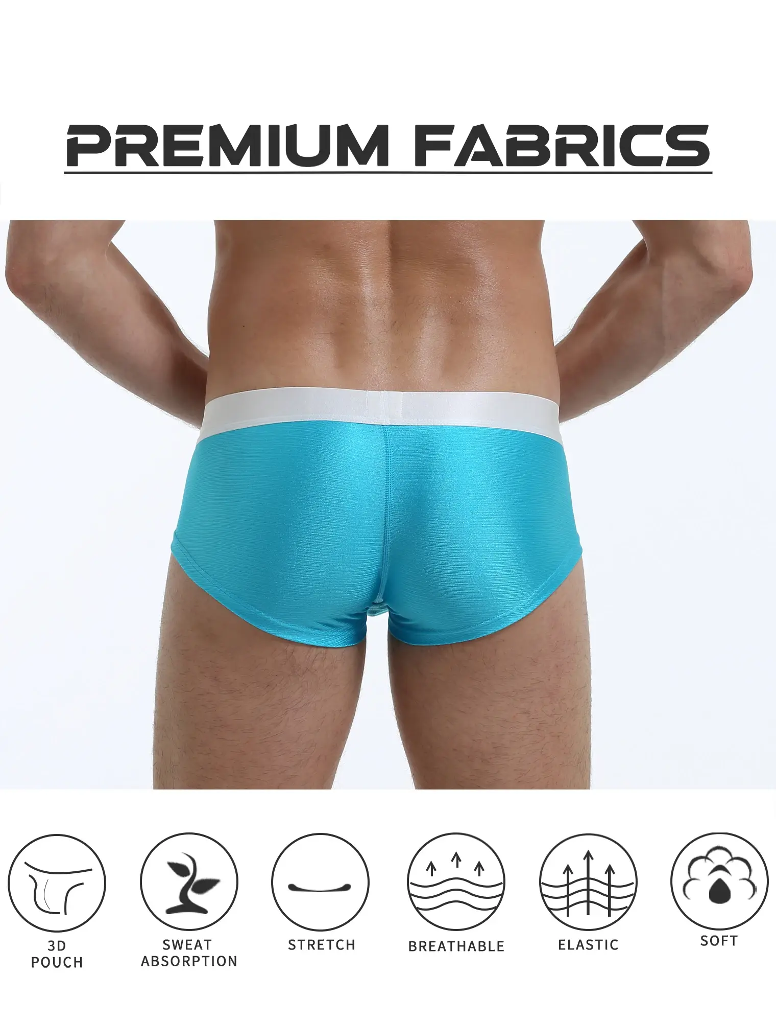 Bequeme Boxershorts für Herren, Jugend, reine Farbe, einfacher Stil, personalisierte quadratische Shorts, 1 Stück, flacher Winkel, Unterwäsche für Herren — image 7