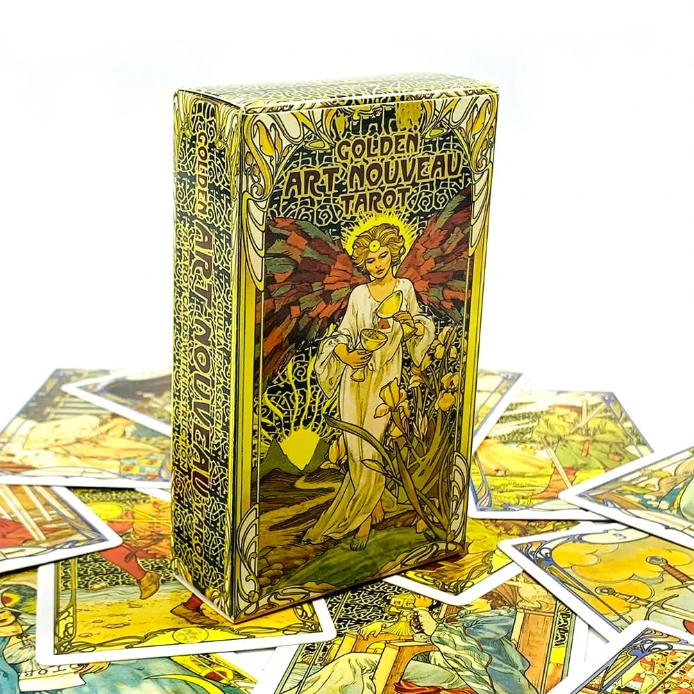 Golden Art Nouveau Tarot 78‑Card Deck Art Nouveau Vintage Style Tarot Cards Divination Fortune‑Telling Board Games Card Game — image 1