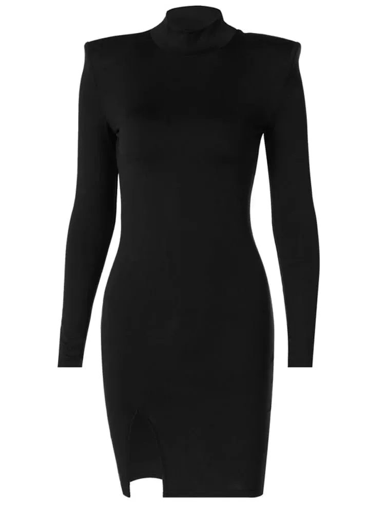Women Spring Autumn Long Sleeve Bodycon Soild Color Black Slim Package Hip Mini Dress Pambabaeng Damit Streetwear — image 6