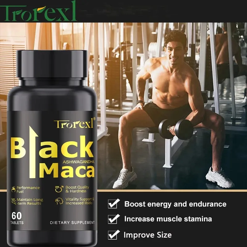 Organic Black Maca Pills 60 Tablets Men Enhancing Supplement Improve Size Endurance Promotes Healthy Energy — image 4