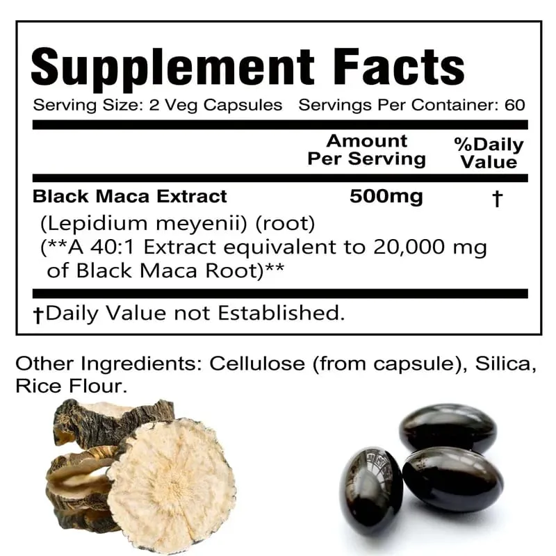 Black Maca Root Supplement - Improves Strength Endurance and Mood Enhances Performance and Boosts Energy — image 2