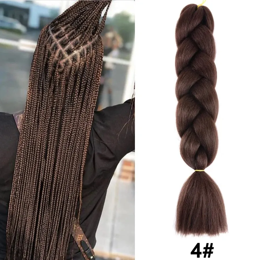 24 Inch Synthetic Jumbo Braid Pure And Ombre Braiding Hair Extensions For Women DIY Jumbo Hair Braids Black Green Gray Brown — image 10