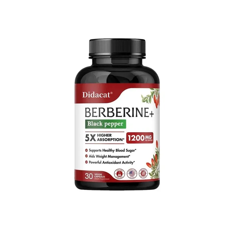 Cápsulas de suplemento de berberina premium de 1200 mg que respaldan el sistema inmunológico, el bienestar cardiovascular y gastrointestinal