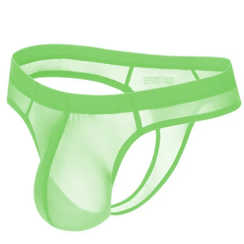 Sexy Men's Thongs Underwears Ultra-thin Thong G Strings Pouch Ice Silk Tanga Hombre Sexy Gay Underpants Breathable Briefs Men