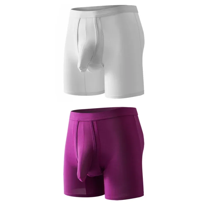 2PCS Mens Long Legs Underwear Separate Ball Pouch Breathable Comfort Sport Seamless Boxer Trunks Shorts Calzoncillo Hombre — image 28