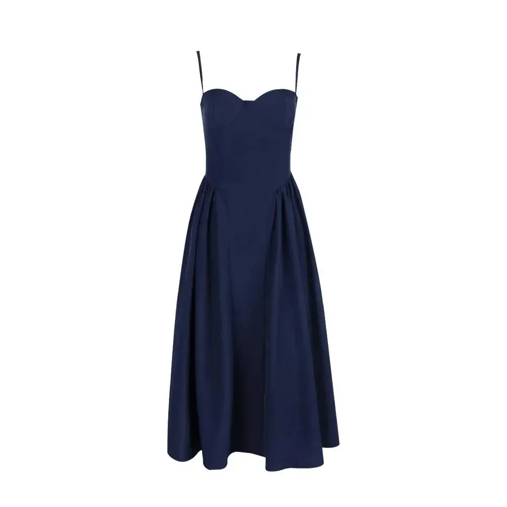 Suninheart Elegant Spaghetti Strap Midi Dress Slim A Line Party Dresses Navy Blue Casual Birthday Holiday Dress Women's clothing — image 6