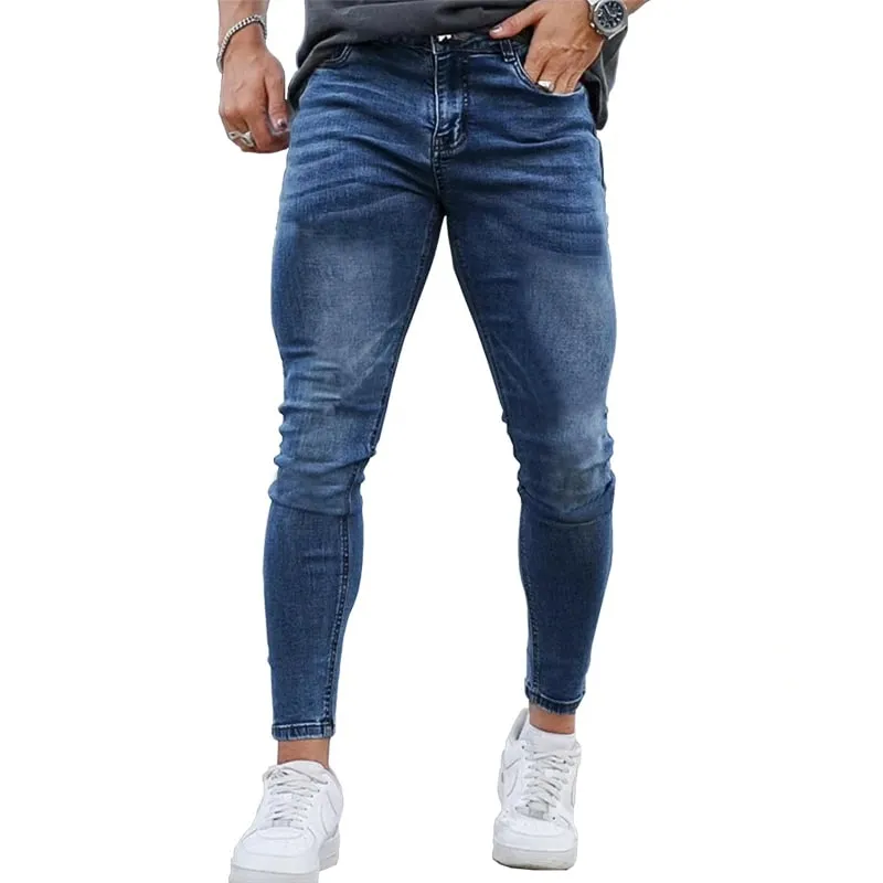 Mens Skinny Jeans Solid Color High Stretch Denim Trousers Casual Daily For Office Parties Male Cowboy Pants — image 8