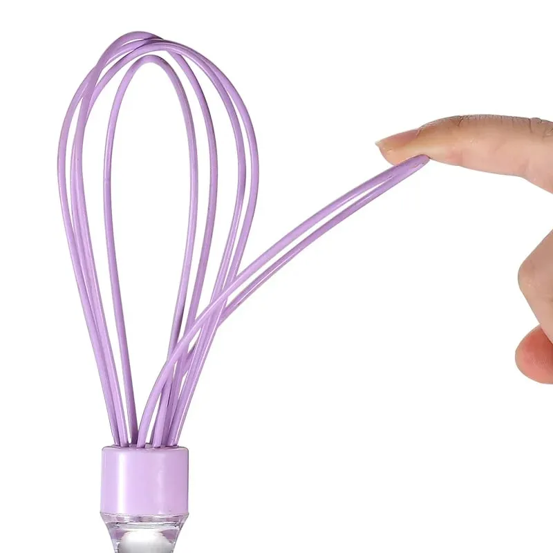 1pc 10-inch manual transparent handle silicone egg beater cake cream mixer egg baking gadget — image 3