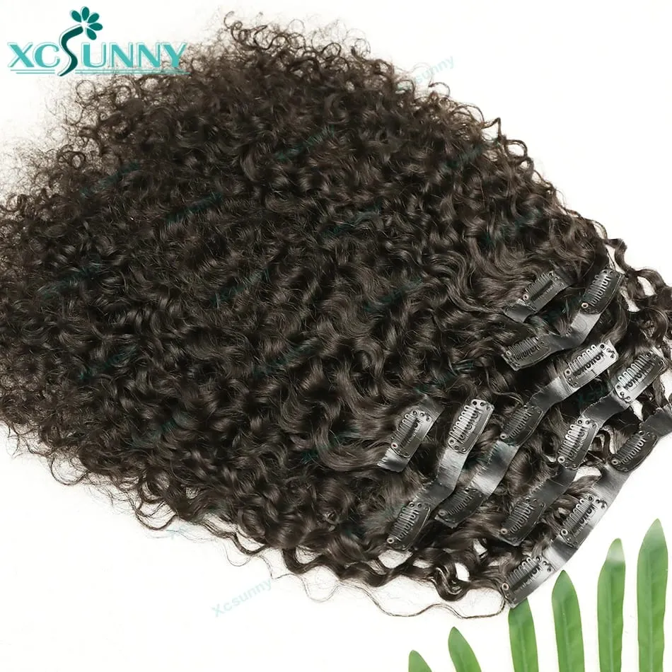 Seamless Curly Human Hair Clip Ins Burmese PU Clip In Hair Extensions Human Hair 200g 240g Invisible Clip Ins Human Hair