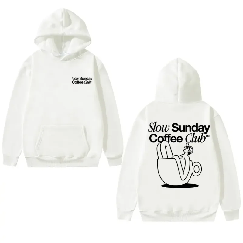 Unisex Slow Sunday Coffee Club Hoodie Pullover Funny Meme Vintage Casual Streetwear Sweatshirt, Multiple Colors Available — image 3