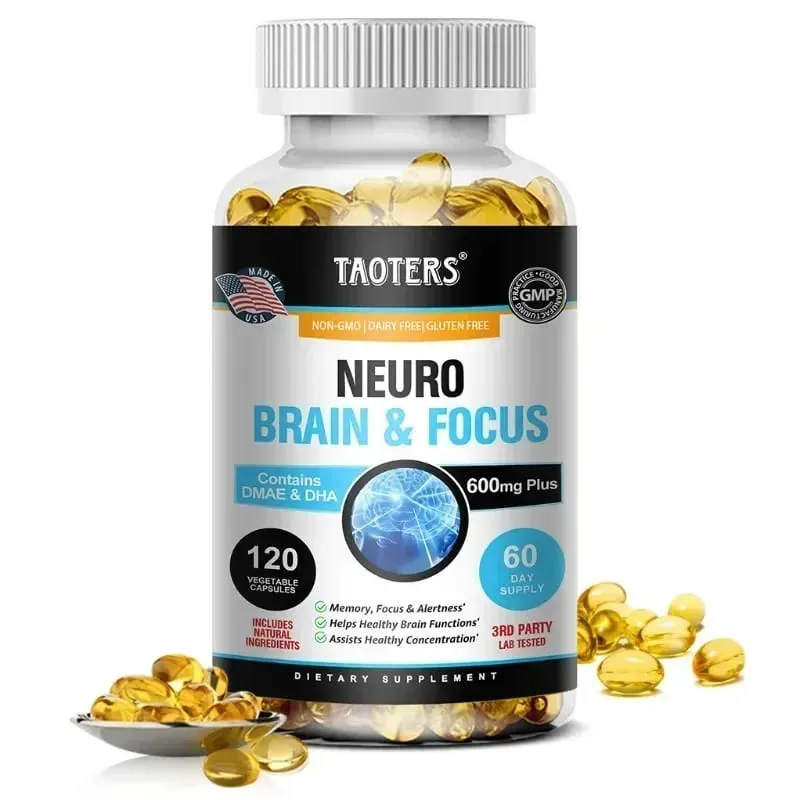 Suplemento cerebral Memory Focus Clarity Energy - Estimulador cerebral nootrópico DMAE Vitaminas A C D E B1 B2 B3 B5 B6 Cápsulas
