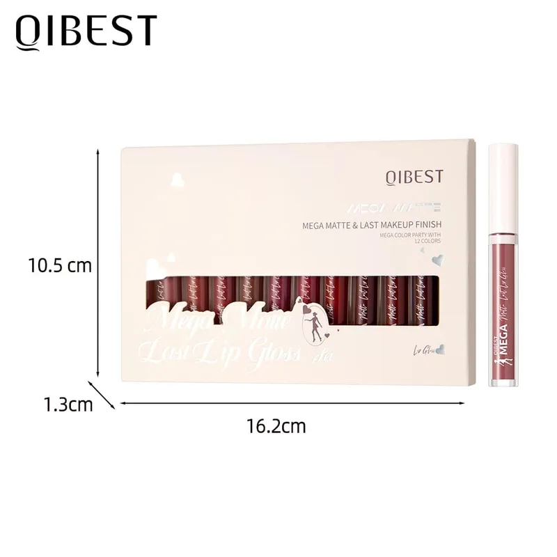 12 Colors Matte Lipgloss Kits Waterproof Long Lasting Liquid Lipstick Nude Purple Lip Mud Cosmetics Sets Lip Glaze Tint