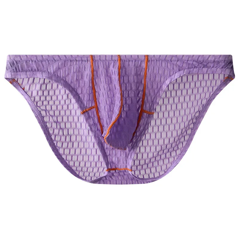 Men Sexy Briefs Underwear Lace Breathable Briefs Underpants U Pouch Ice Silk Ropa Interior Hombre Slips Sissy Panties Cuecas