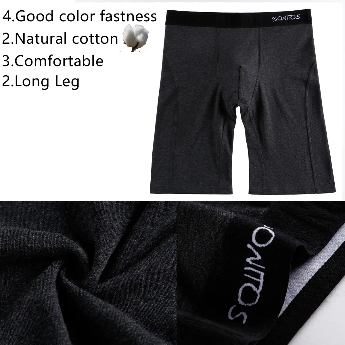 2pcs Pack ขายาวกางเกงขาสั้นผู้ชายกางเกงชุดกางเกง Homme Boxershorts ลื่นชุดชั้นในสำหรับชายผ้าฝ้ายชายเซ็กซี่ชุดกล่อง GYM — image 3