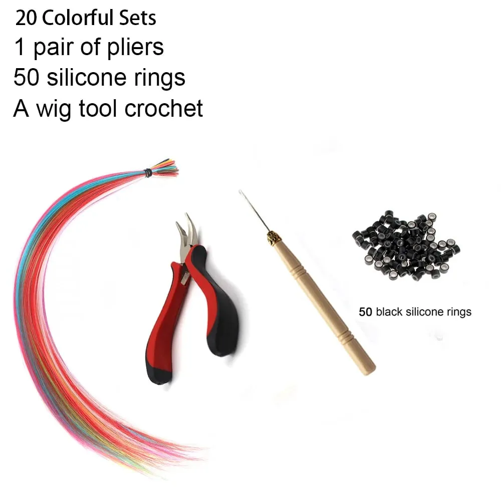 20 Strands/Pack Random Ten Colors Synthetic Colored I-Tip Stick Hair Extensions Straight Hair 16 Inch For Women High Temperature — image 8