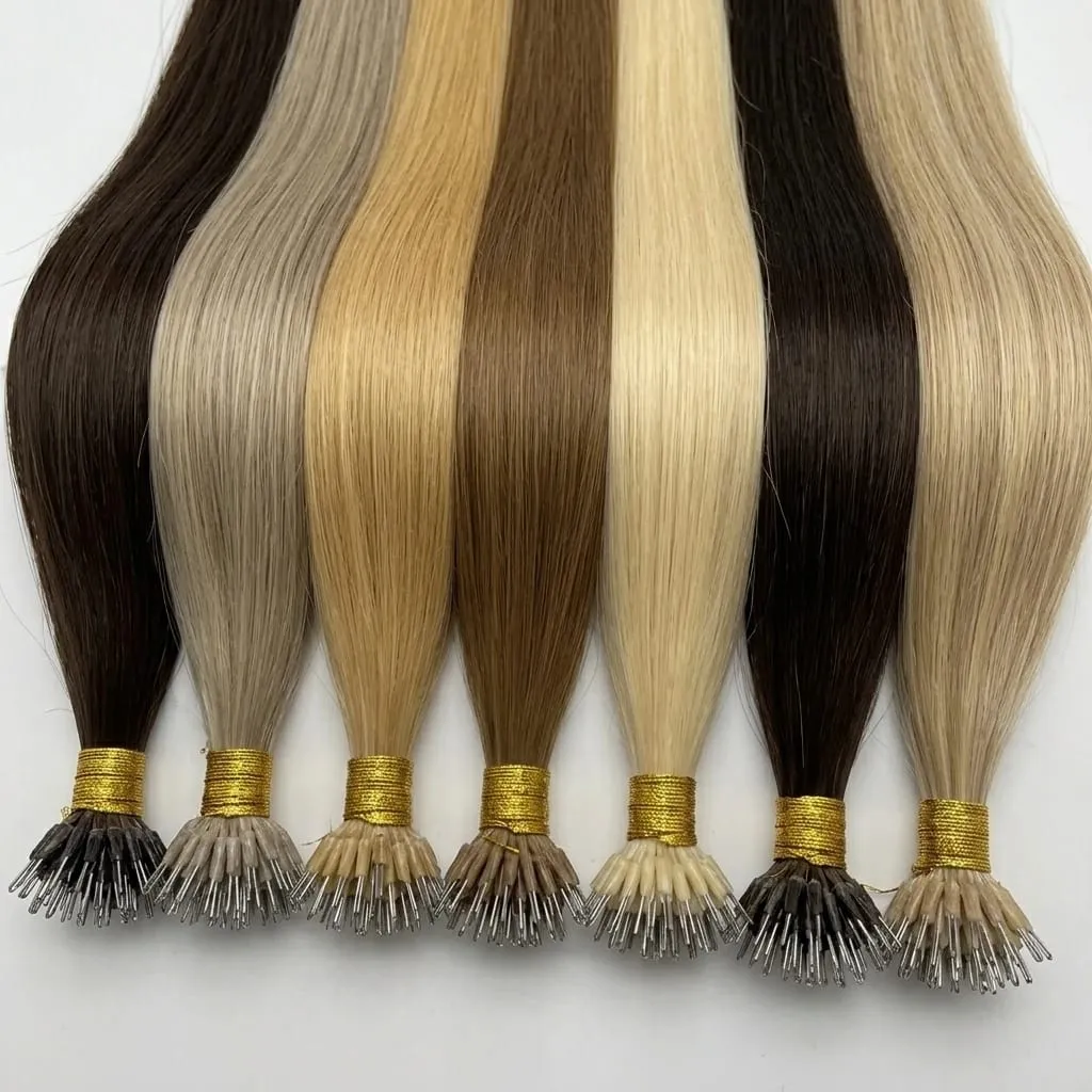 Micro Ring Hair Extension Ombre 100% Virgin Human Hair Extensions Nano Ring Micro Beads Tip Thick Full Head 18"-30"extensiónes — image 3