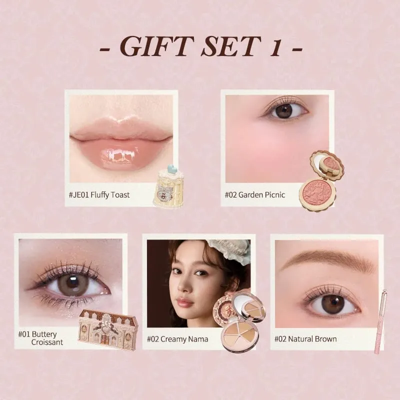 Flower Knows The Sweetie Bear Collection Makeup Gift Set includes eyesahdow+lip jelly+brow pencil+concealer+blush
