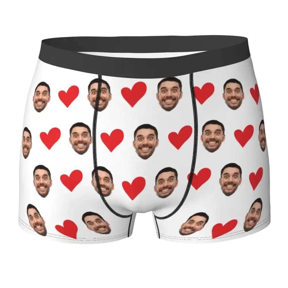Personalized Face Photo Underwear Custom Heart Boxer Briefs Men Briefs Gift For Husband Anniversary Gift for Dad