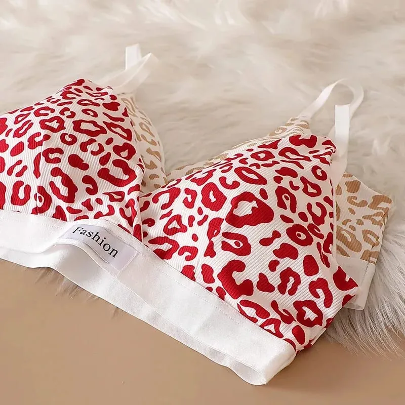 1/3/8Pcs Seamless Bra Set Low Waist Panties Leopard Bralette Sexy Lingerie Set Vneck Sport Brassiere Female Cotton Underwear Set — image 2
