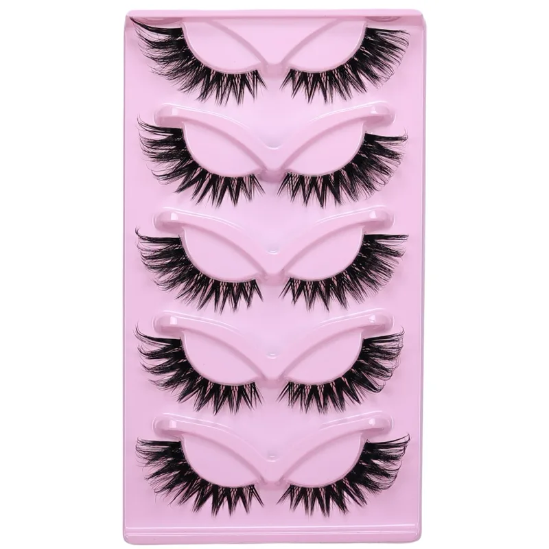 5 Pairs Cat Eye False Eyelashes Eye End Lengthening Long Curling Thick Fluffy All-match Comfortable Fake False Eyelashes
