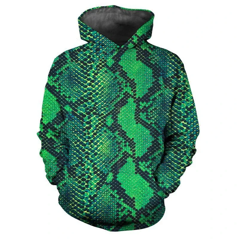 Personalized Snakeskin Pattern Hoodies Fashion Trend Long Sleeve 3D Animals Skin Printed Mens Hoodie Loose Streetwear Cool Tops — image 3