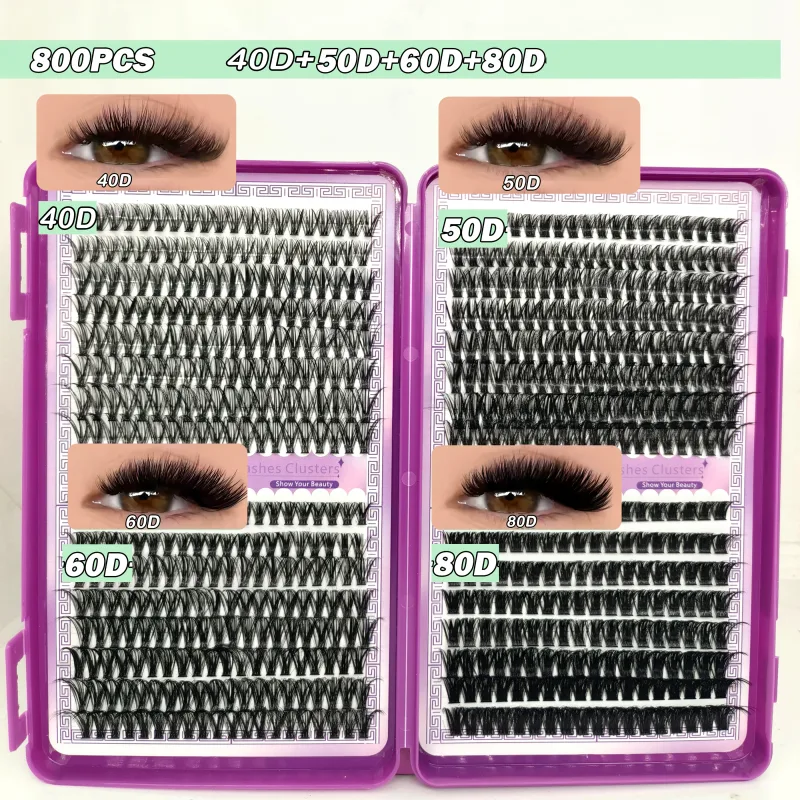 40D-150D Lashes Cluster DIY Lash Extension Mixed Tray Clusters Øjenvipper Fluffy Volume Individuelle vipper Cat Eye Lash Extension — image 8