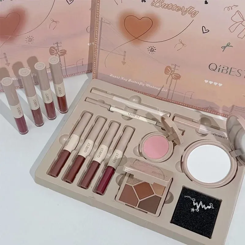 Multipurpose Makeup Set 4pc Double Head Lip Glaze Face Pressed Powder Blusher Eyeshadow Eyebrow Pencil Eyeliner Lip Oil — image 3