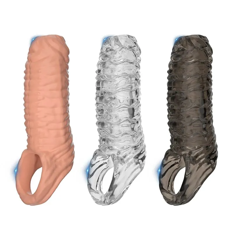 Silicone Penis Cock Rings Reusable Men Penis Sleeve Delay Ejaculation Penis Magnify Condoms Dick Sleeve Enlargement Sex Toys 18+