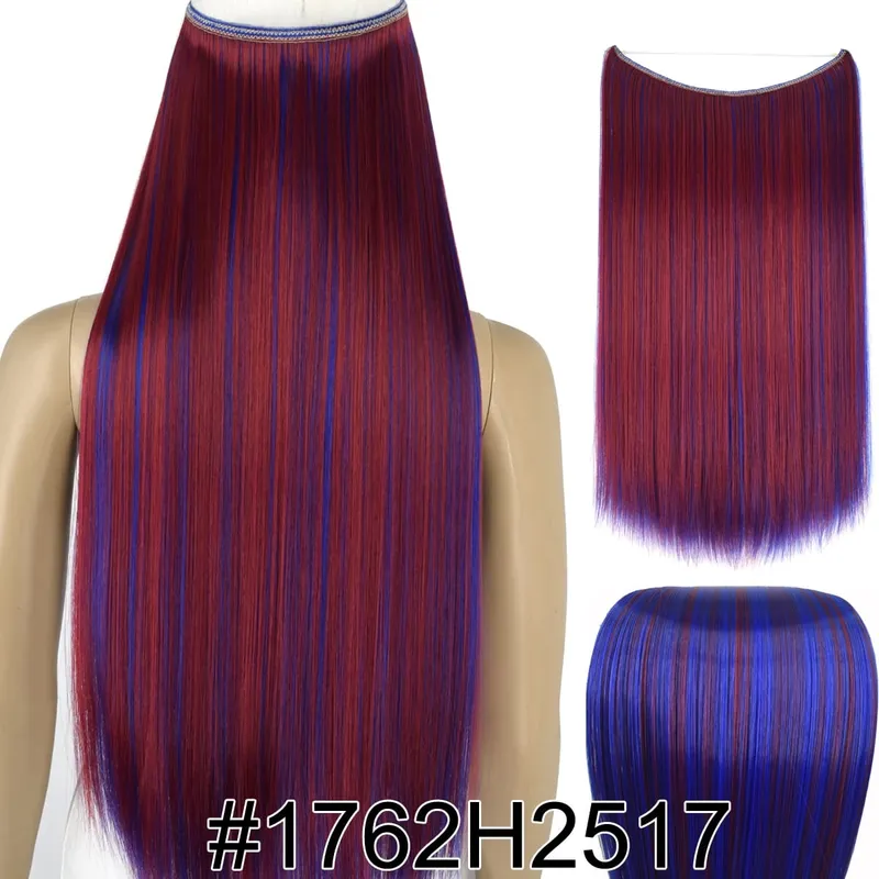 Synthetic Heat Resistant Hair Silky Straight Elasticity Invisible Wire Hair Extensions 8006 — image 38