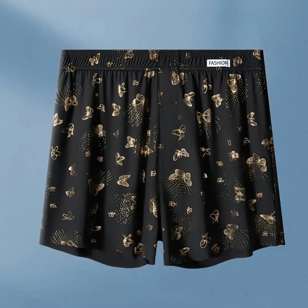 4 Parça Kelebek Baskı Erkek Kişiselleştirilmiş Aro Pantolon, Bol ve Nefes Alabilen Günlük İç Giyim, Erkek Moda Boxer Şort — image 7