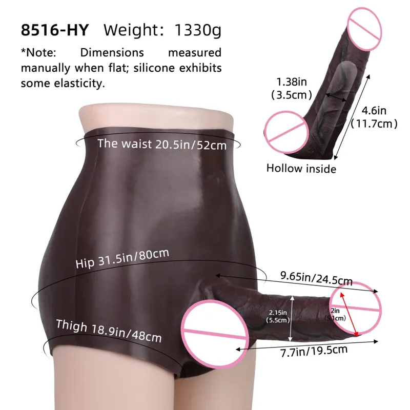 หนา Hollow Dildo ชายสายรัดขนาดใหญ่ Hollow Dildo Dick Extender ซิลิโคนสมจริงอวัยวะเพศชายขนาดใหญ่ของเล่นสำหรับคู่รัก Sex
